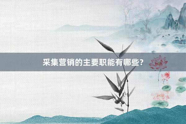 采集营销的主要职能有哪些？